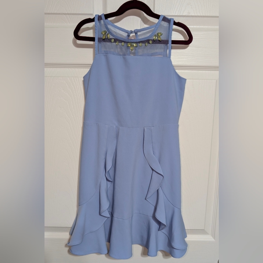 GB Girls Blue Ruffled Dress - Sz 10